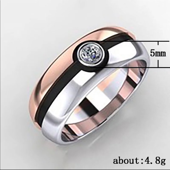 New Special Silver Rose Gold Round CZ Beauty Ring - Picture 2 of 9